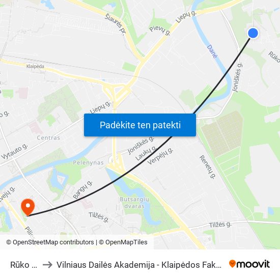 Rūko St. to Vilniaus Dailės Akademija - Klaipėdos Fakultetas map