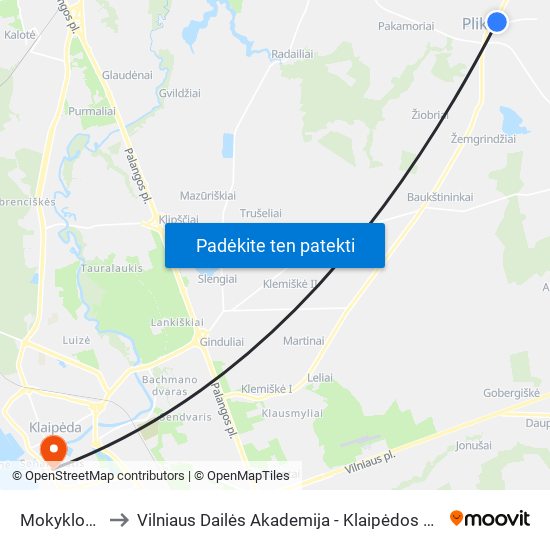 Mokyklos St. to Vilniaus Dailės Akademija - Klaipėdos Fakultetas map