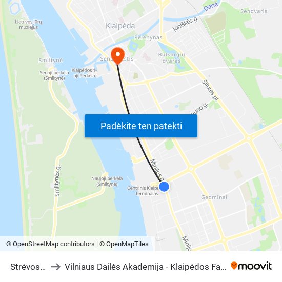 Strėvos St. to Vilniaus Dailės Akademija - Klaipėdos Fakultetas map
