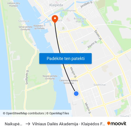 Naikupės St. to Vilniaus Dailės Akademija - Klaipėdos Fakultetas map