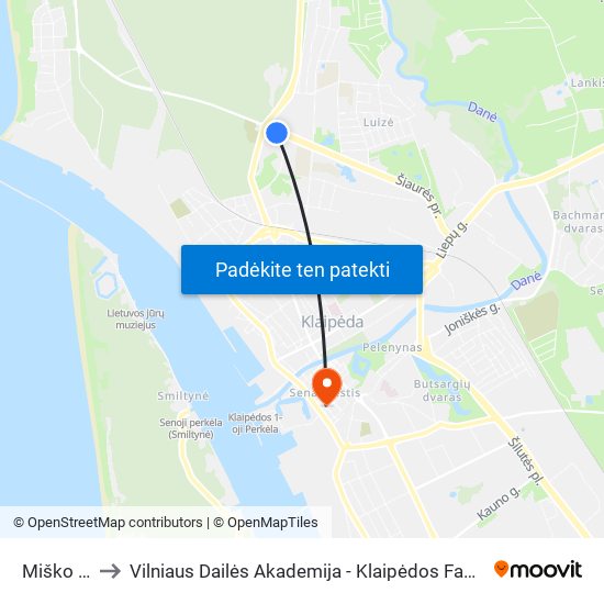 Miško St. to Vilniaus Dailės Akademija - Klaipėdos Fakultetas map