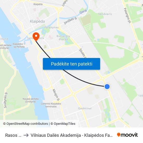 Rasos St. to Vilniaus Dailės Akademija - Klaipėdos Fakultetas map
