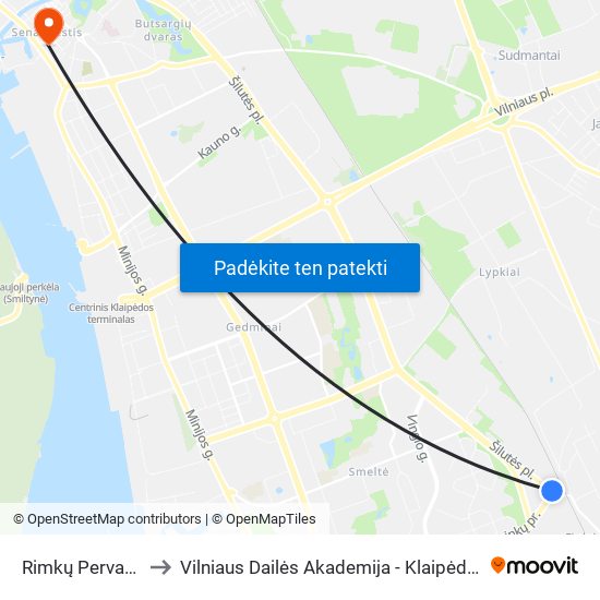 Rimkų Pervažos St. to Vilniaus Dailės Akademija - Klaipėdos Fakultetas map