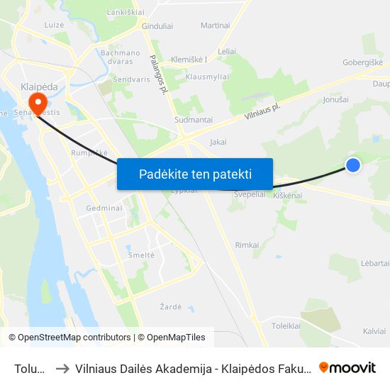 Tolupis to Vilniaus Dailės Akademija - Klaipėdos Fakultetas map
