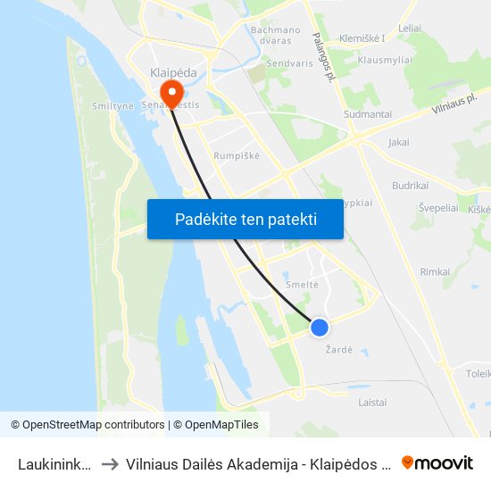 Laukininkų St. to Vilniaus Dailės Akademija - Klaipėdos Fakultetas map