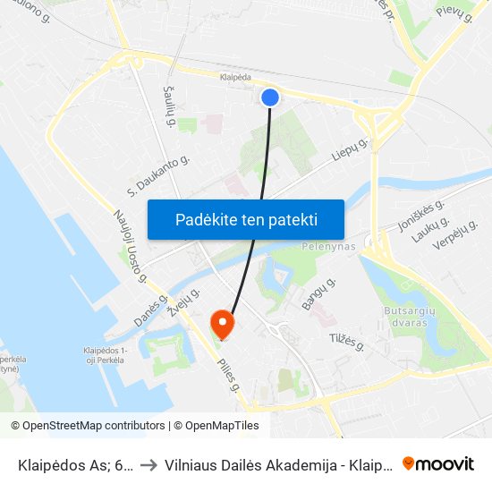 Klaipėdos As; 6 Aikštelė to Vilniaus Dailės Akademija - Klaipėdos Fakultetas map