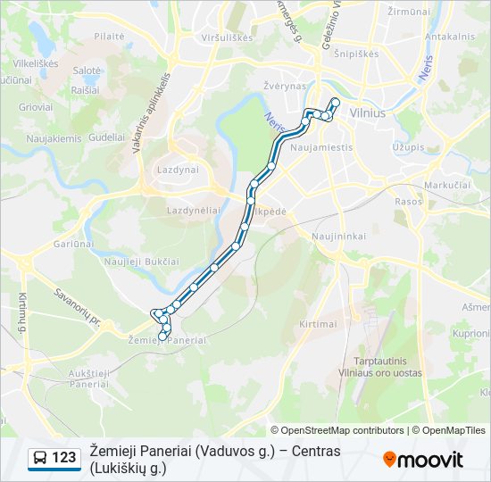 123 autobusas kelionės žemėlapis