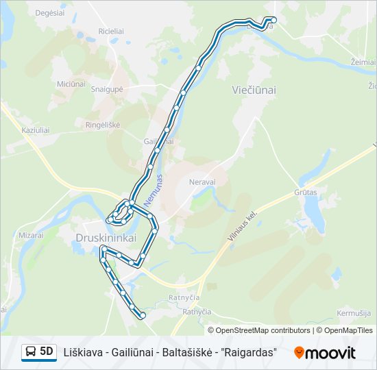 Автобус 5D: карта маршрута