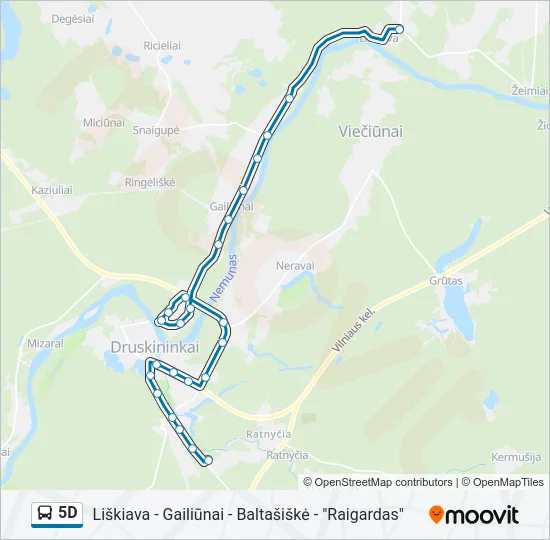 Автобус 5D: карта маршрута