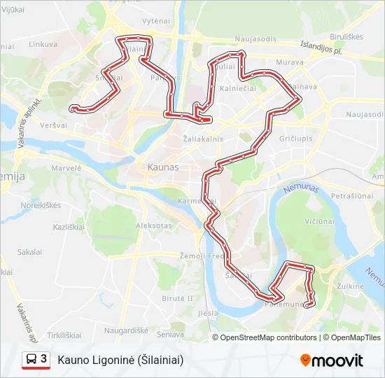 Автобус 3: карта маршрута