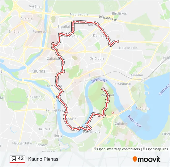 Автобус 43: карта маршрута