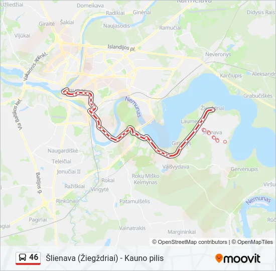 Автобус 46: карта маршрута