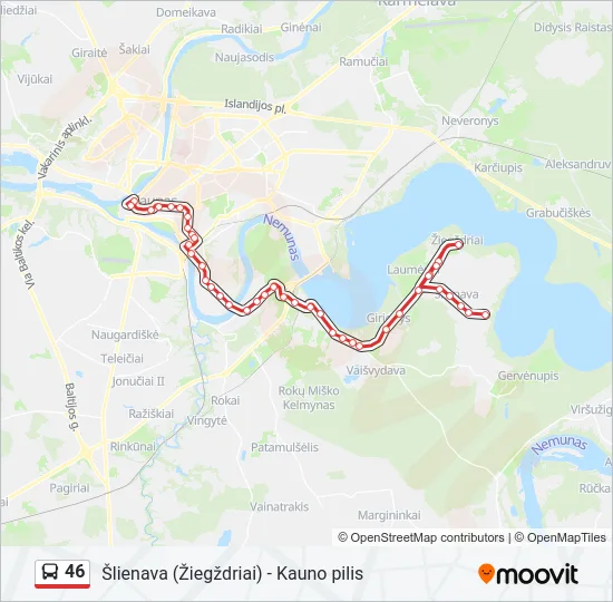 Автобус 46: карта маршрута