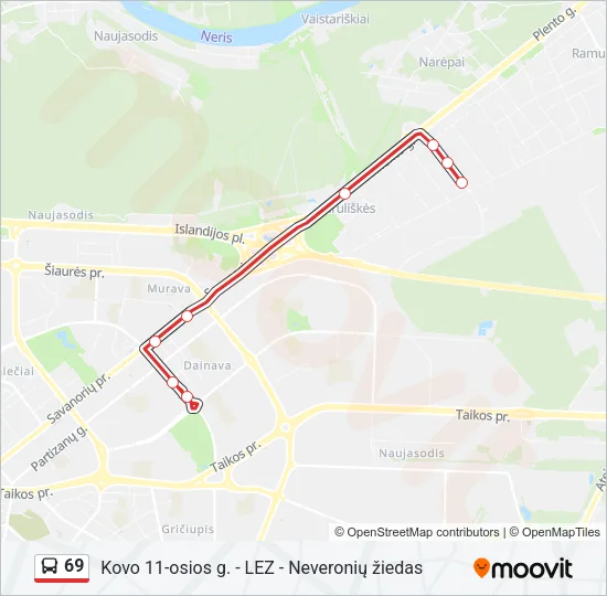 69 Bus Line Map