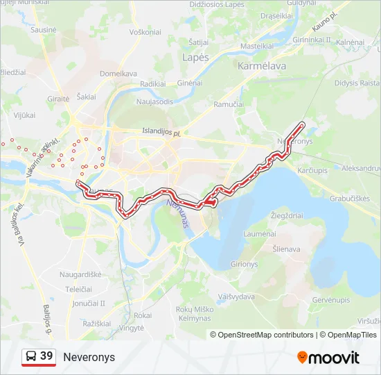 Автобус 39: карта маршрута