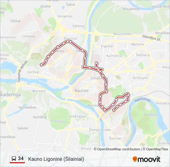 Автобус 34: карта маршрута
