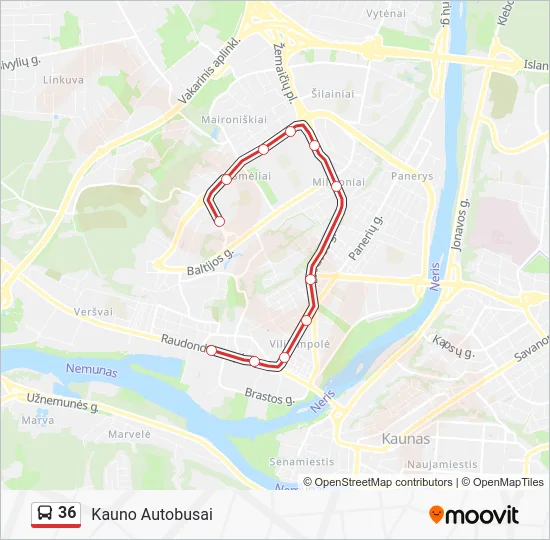 Автобус 36: карта маршрута