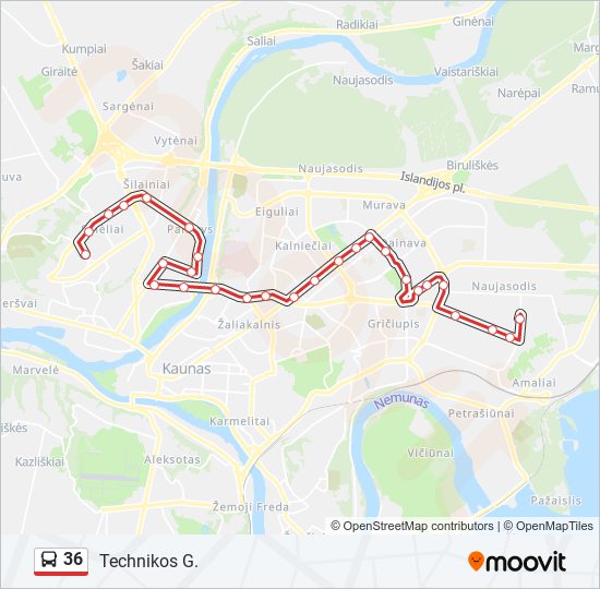 36 bus Line Map