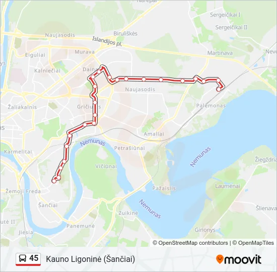 Автобус 45: карта маршрута