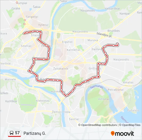 Автобус 57: карта маршрута