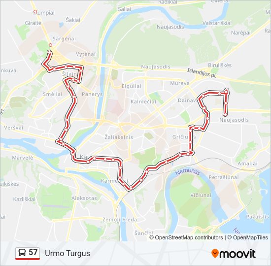 57 bus Line Map