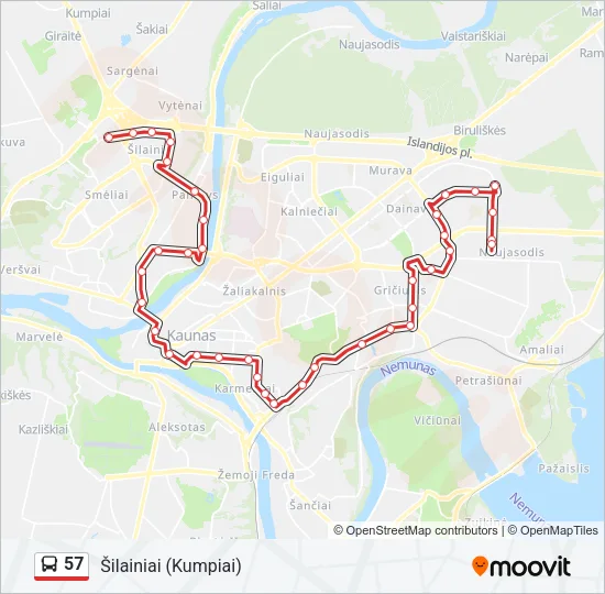 Автобус 57: карта маршрута