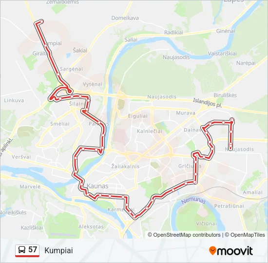 Автобус 57: карта маршрута