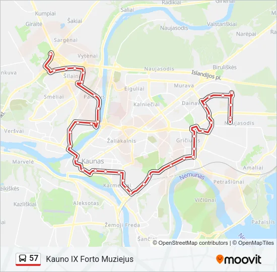 Автобус 57: карта маршрута