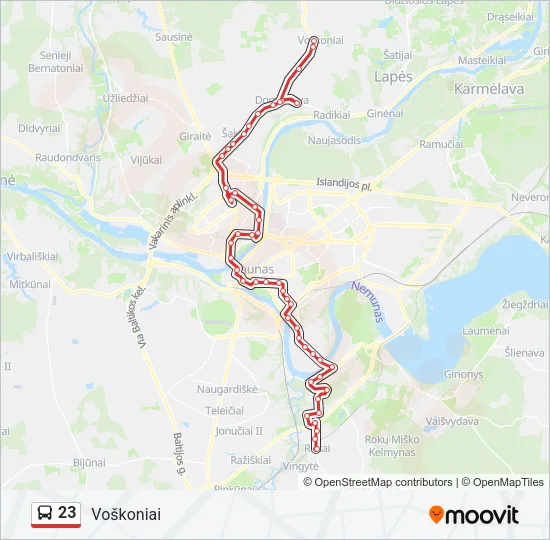 Автобус 23: карта маршрута