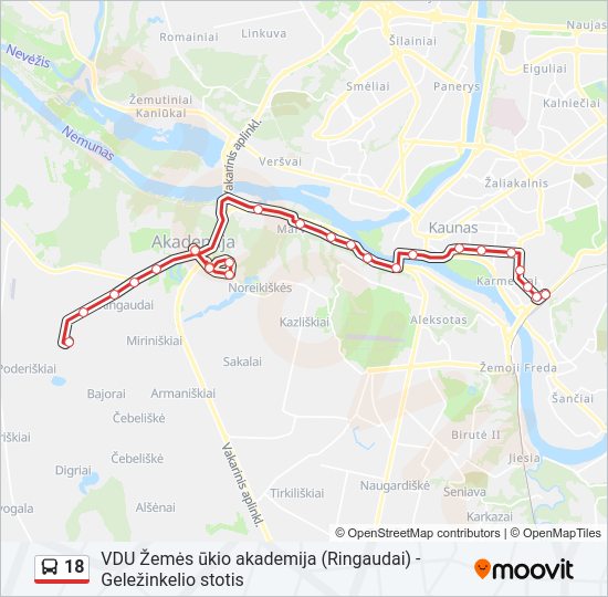 Автобус 18: карта маршрута