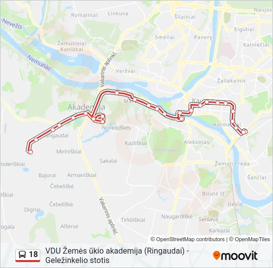 Автобус 18: карта маршрута