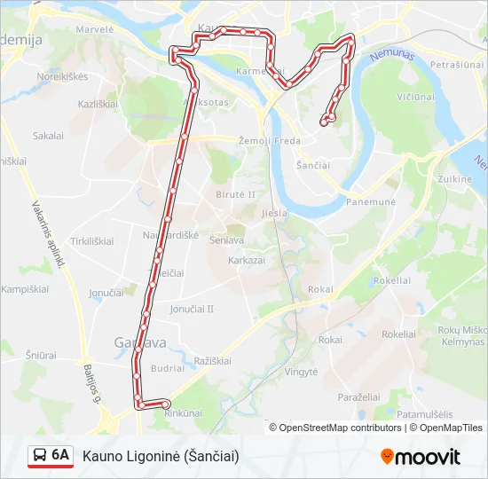 Автобус 6A: карта маршрута