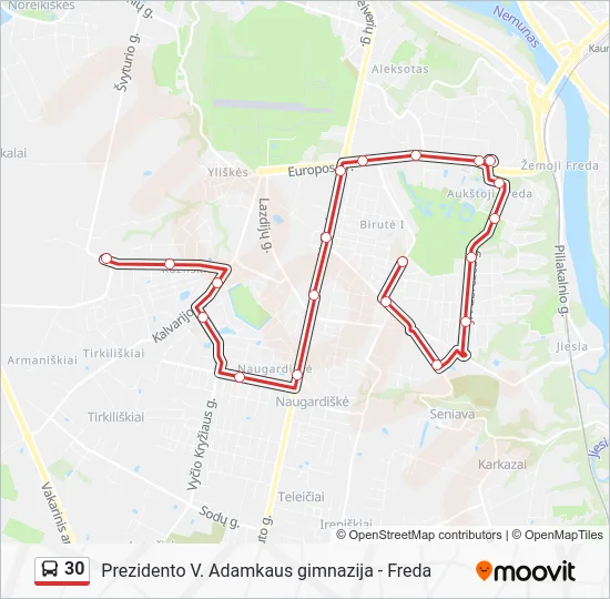 Автобус 30: карта маршрута