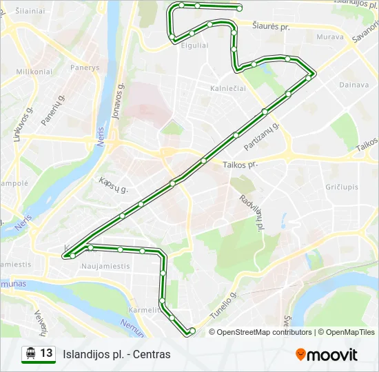 13 Trolleybus Line Map