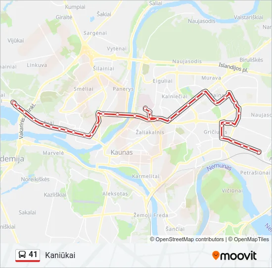 Автобус 41: карта маршрута
