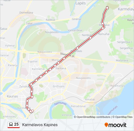 Автобус 25: карта маршрута