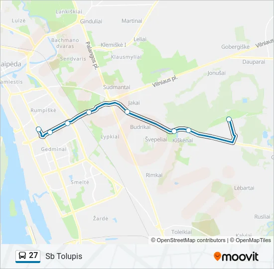 Автобус 27: карта маршрута