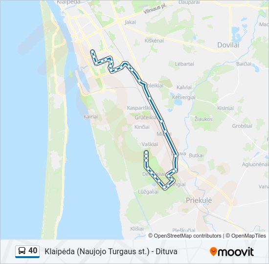 40 autobusas kelionės žemėlapis
