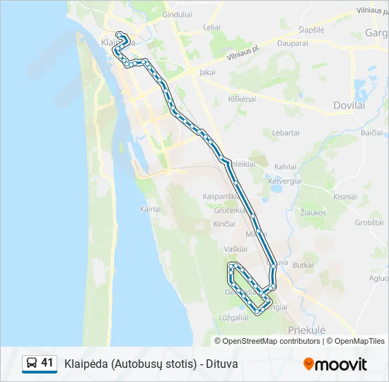 Автобус 41: карта маршрута