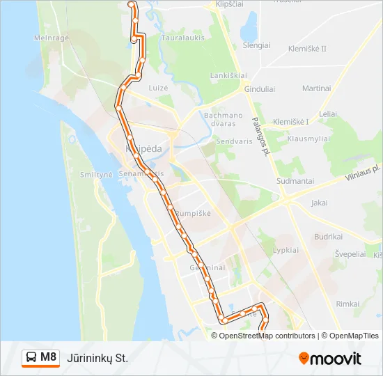 M8 Bus Line Map
