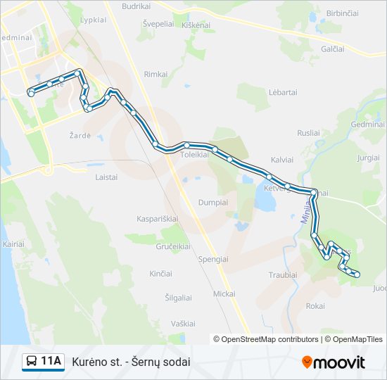 Автобус 11A: карта маршрута