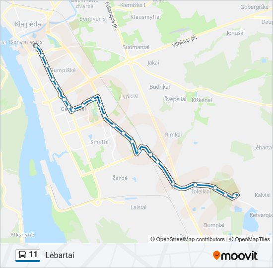 Автобус 11: карта маршрута