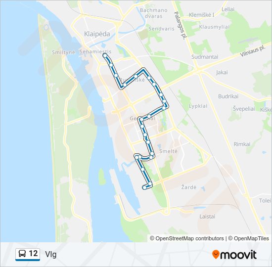 12 autobusas kelionės žemėlapis