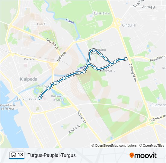 Автобус 13: карта маршрута