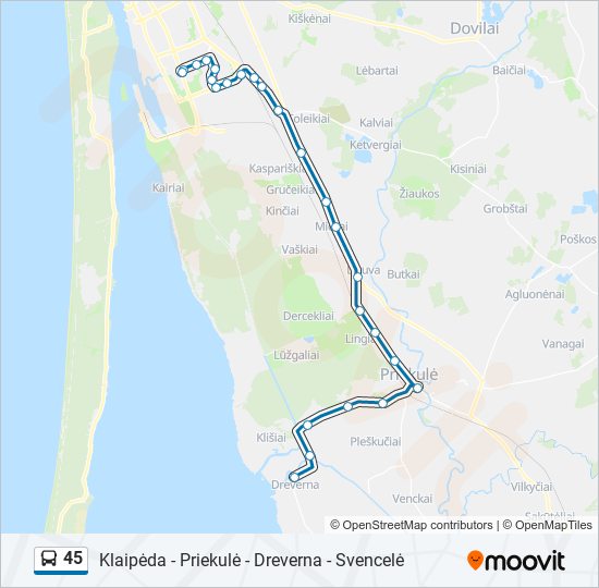 45 bus Line Map