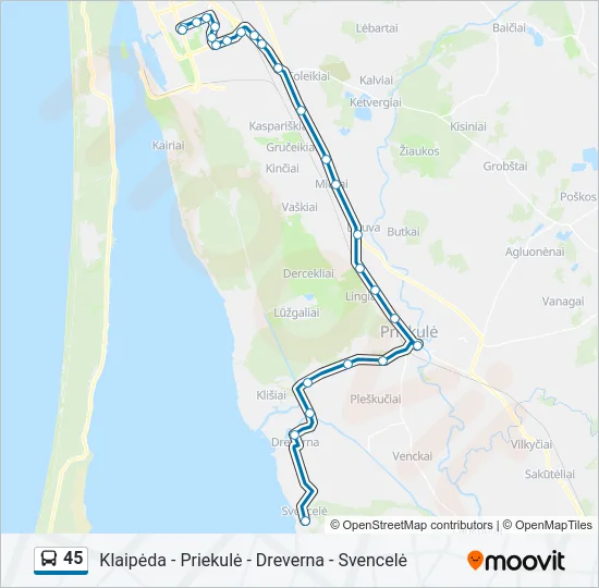 Автобус 45: карта маршрута