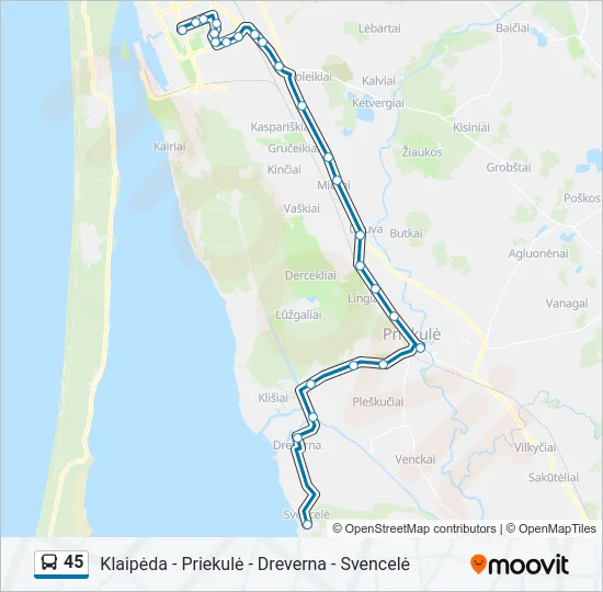 Автобус 45: карта маршрута