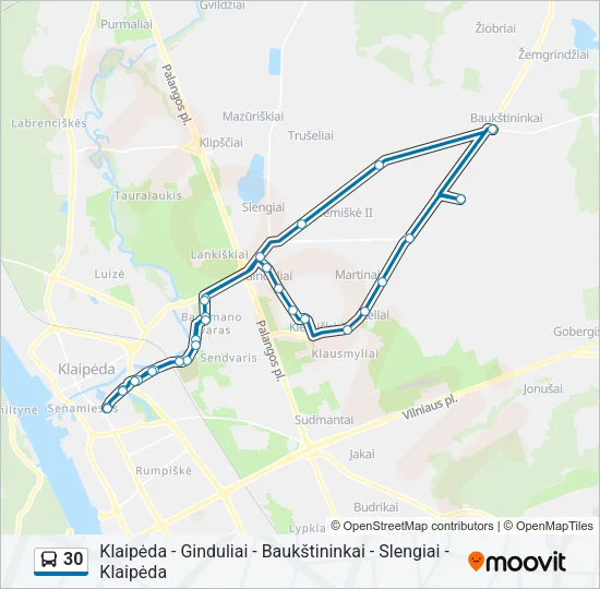 Автобус 30: карта маршрута