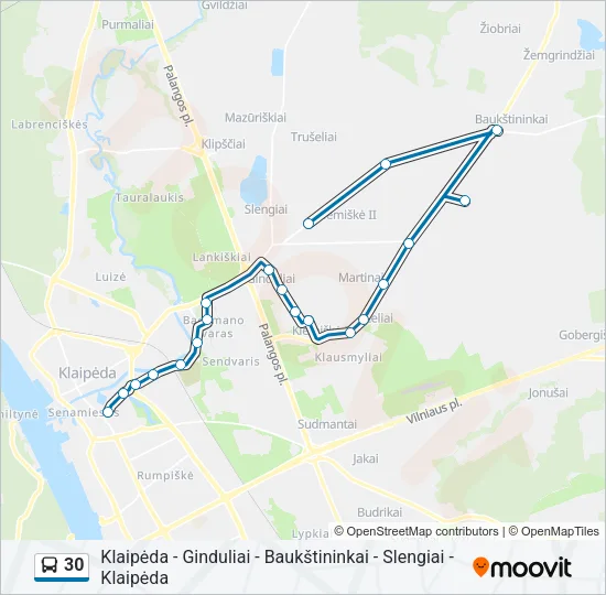 Автобус 30: карта маршрута