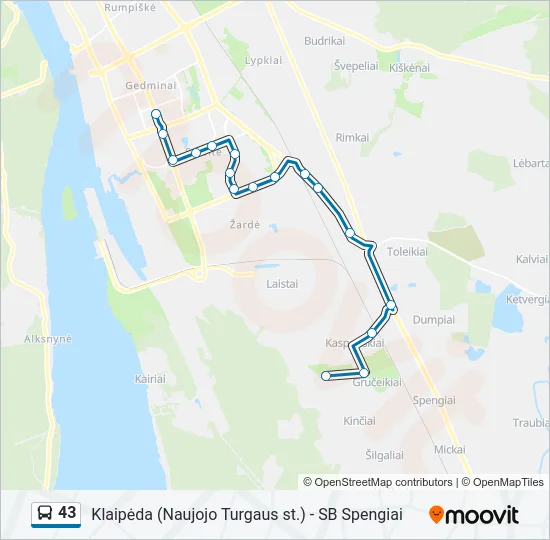 Автобус 43: карта маршрута